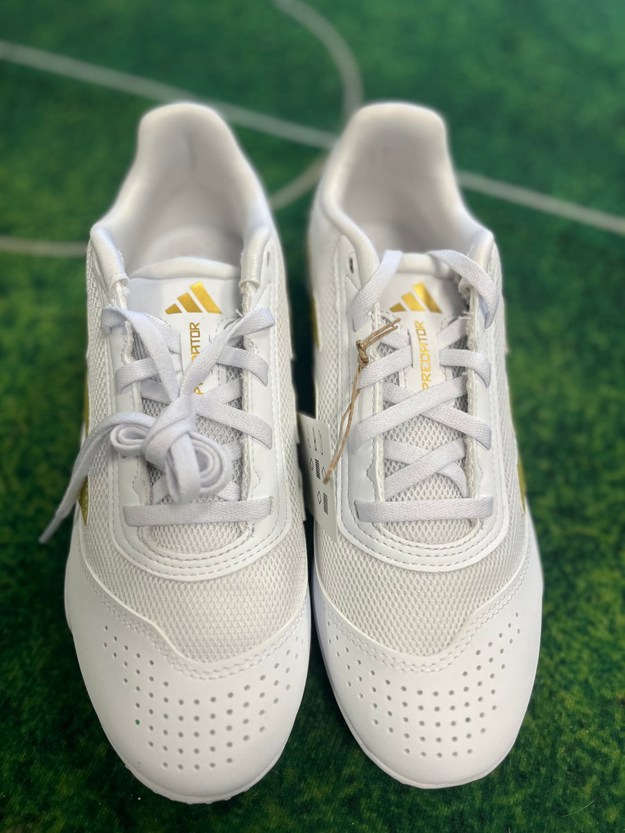 NWT adidas Predator Freestyle Indoor Shoes White/Gold Size 13Men Unisex adidas Predator Freestyle - White/White/Gold – Third Coast  main image 4