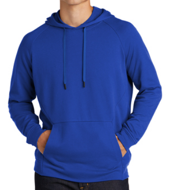 Mens  Lightweight French Terry Pullover Hoodie - Royal Blue (Includes School Logo)